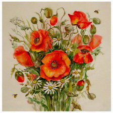 Схема вышивки «триптих маки центральная часть»