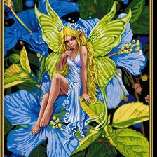 Схема вышивки «эльф голубых цветов»