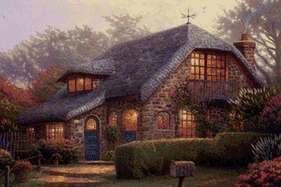 домик - дом, садик, сказка, цветы, дорожка, природа, сад, домик - предпросмотр