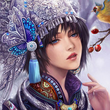 Схема вышивки «Девушка и птица»