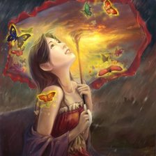 Схема вышивки «Девушка с зонтиком»