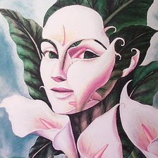 Схема вышивки «худ.Октавио Окампо  Девушка-каллы»