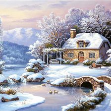 Схема вышивки «зимний пейзаж»