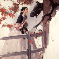 Схема вышивки «Девушка и лошадь»