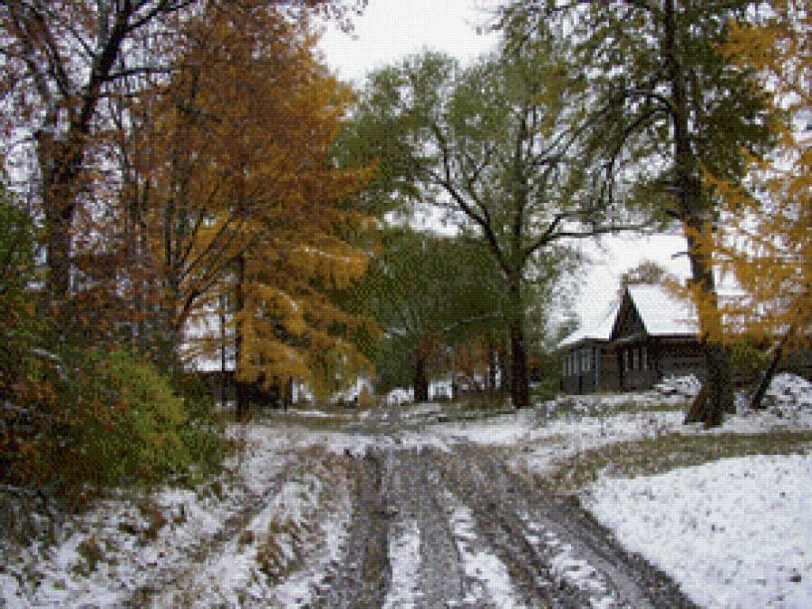 Моя деревня - дорога, деревня, осень - предпросмотр