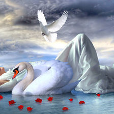 Схема вышивки «Девушка с лебедем»