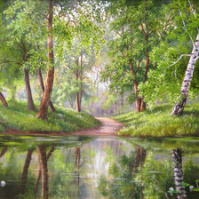 Схема вышивки «Лесное озеро»