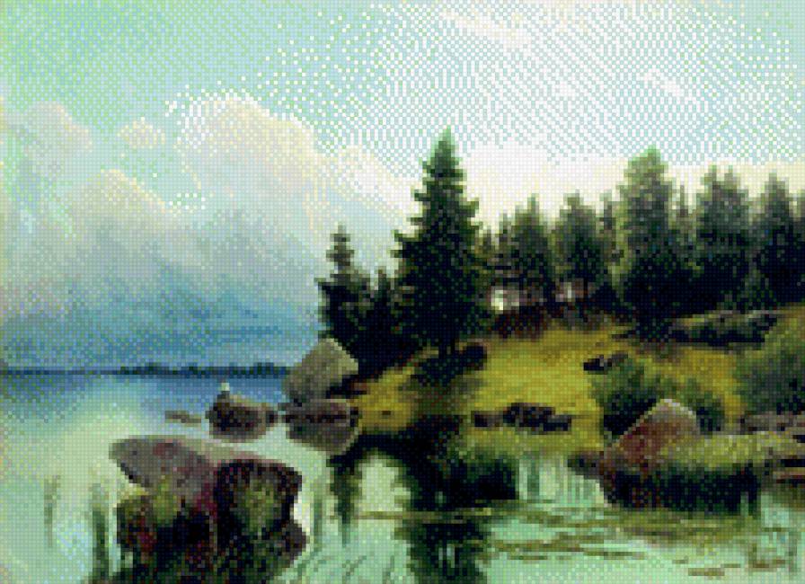 Мещерский. У лесного озера. - живопись - предпросмотр