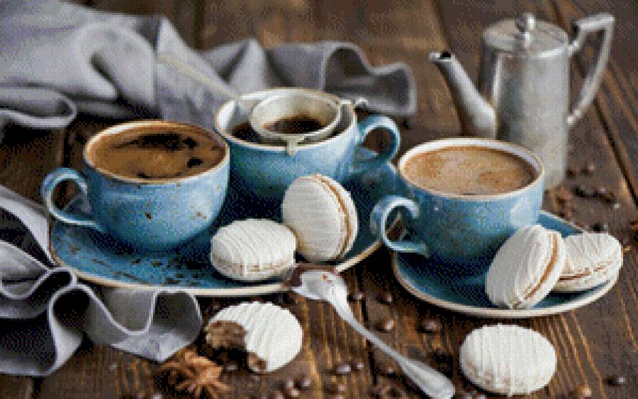 натюрморт "Кофе и макаруны" - кофе, натюрморт - предпросмотр