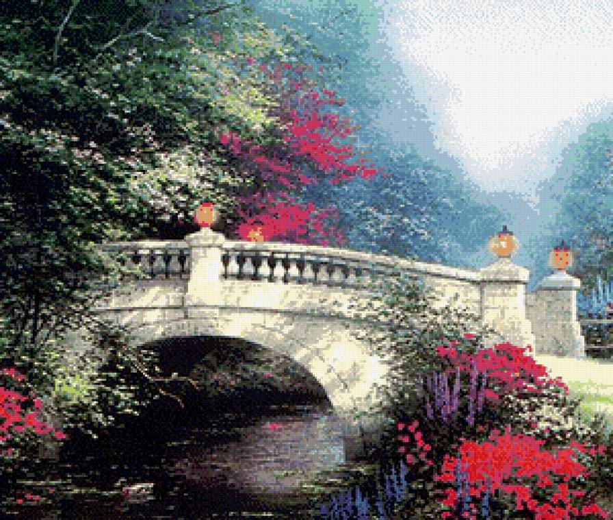 мостик над речкой - мост, природа, пейзаж, река - предпросмотр