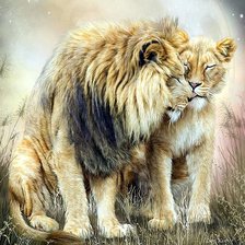 Схема вышивки «Lions kiss»