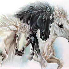 Схема вышивки «Кони»