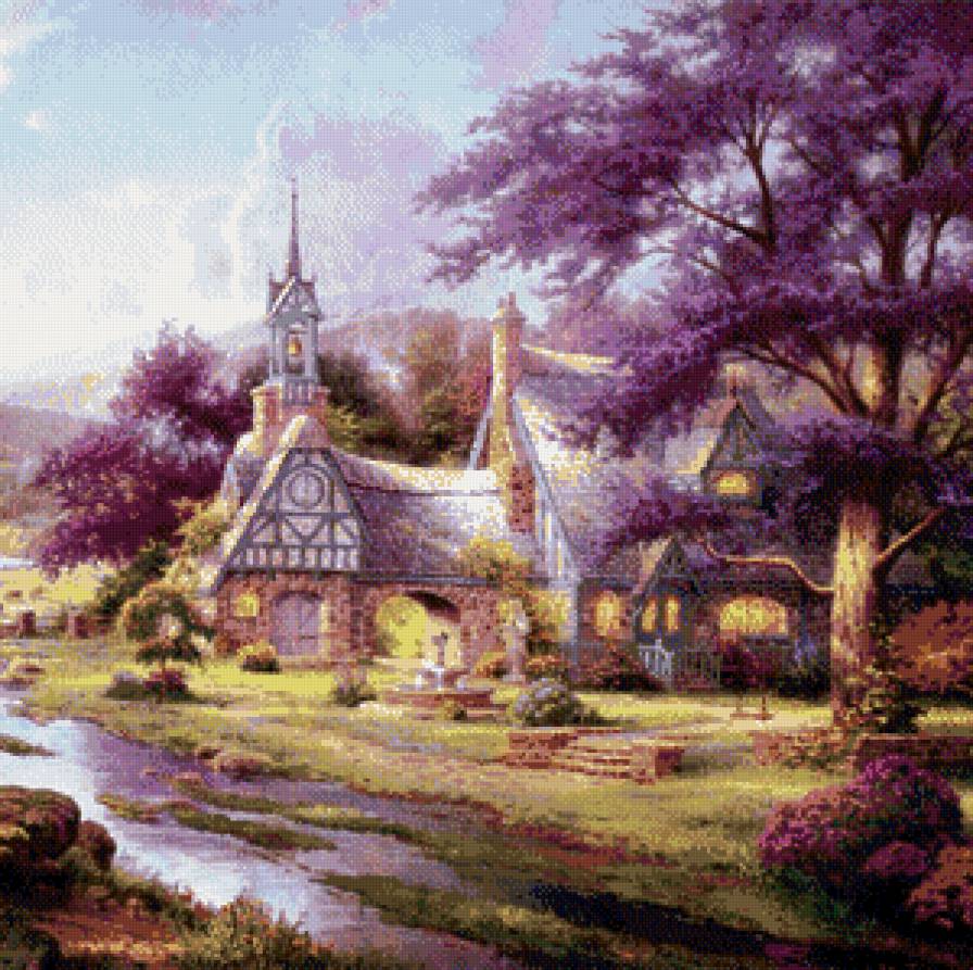 домик у реки - домик, река, пейзаж, природа - предпросмотр