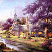 Схема вышивки «домик у реки»