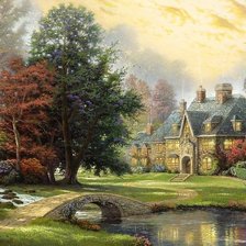 Схема вышивки «домик у реки»