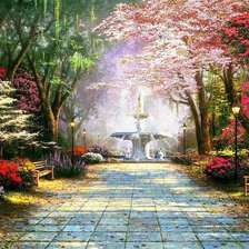 Схема вышивки «фонтан в парке»