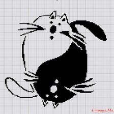 Схема вышивки «Котики инь янь»