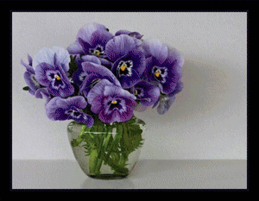 Анютины глазки - натюрморт, цветы - предпросмотр