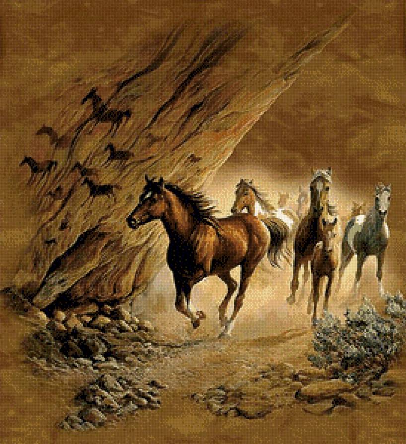 во весь опор - лошади, табун, кони, домашние животные, лошадь, конь - предпросмотр