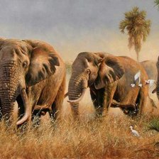 Схема вышивки «Стая слонов»