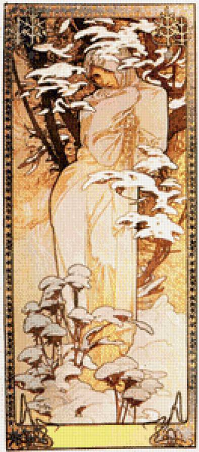 триптих Муха "Времена года. Зима" - полиптих, триптих - предпросмотр