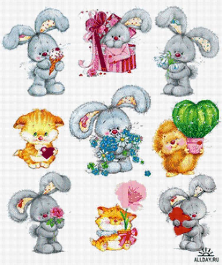 Зайцы - семья, зайцы, пано - предпросмотр