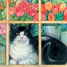 Схема вышивки «Кошка на окошке»