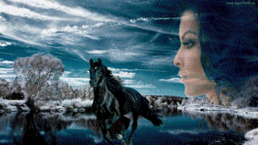 Фантазия - животные, девушка, фэнтези - предпросмотр