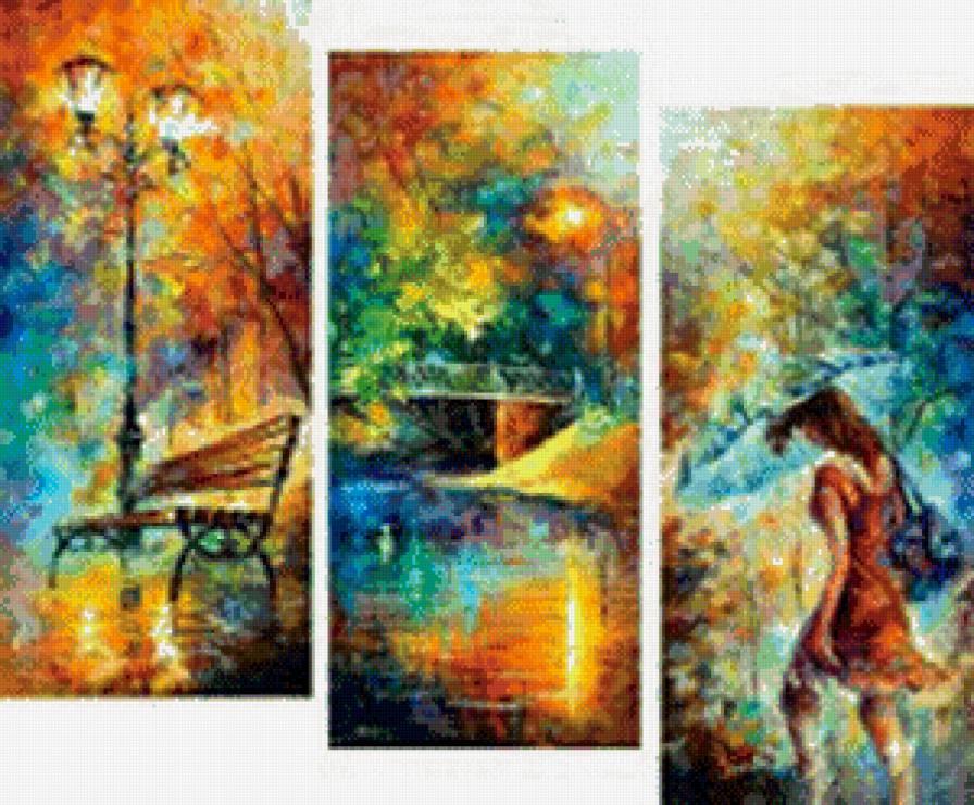 осень - триптих, девушка - предпросмотр