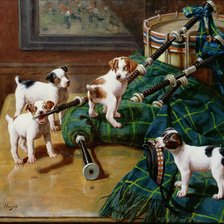 Схема вышивки «щенки с волынкой»