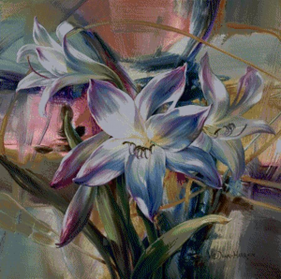 Лилии - рисунок, цветы, лилии - предпросмотр