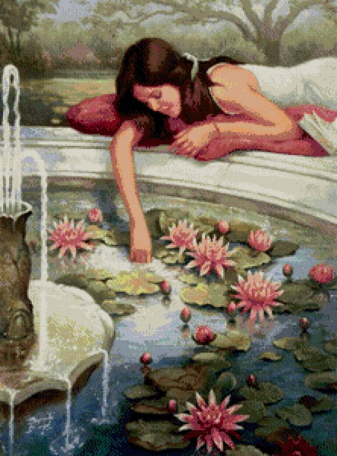 У фонтана с лилиями - предпросмотр