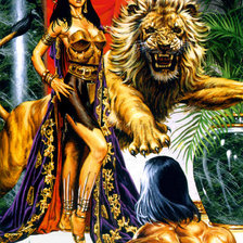 Схема вышивки «Девушка и лев»