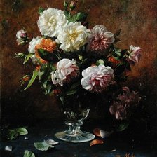 Схема вышивки «A GATHERING FROM AN OLD ROSE GARDEN»