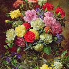 Схема вышивки «CARNATIONS OF RADIANT COLOURS»