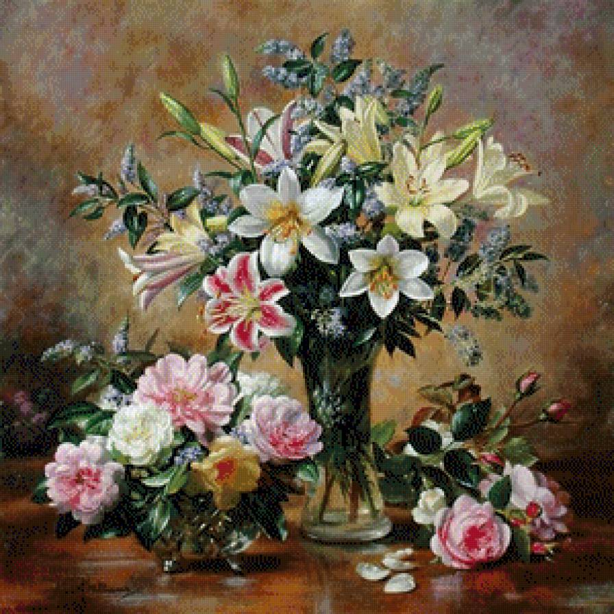 AN AUGUST GATHERING OF LILIES AND ROSES - предпросмотр