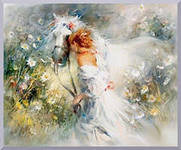 Схема вышивки «Девушка и лошадь»