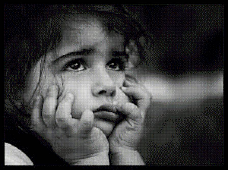 Задумался - монохром, люди, дети - предпросмотр