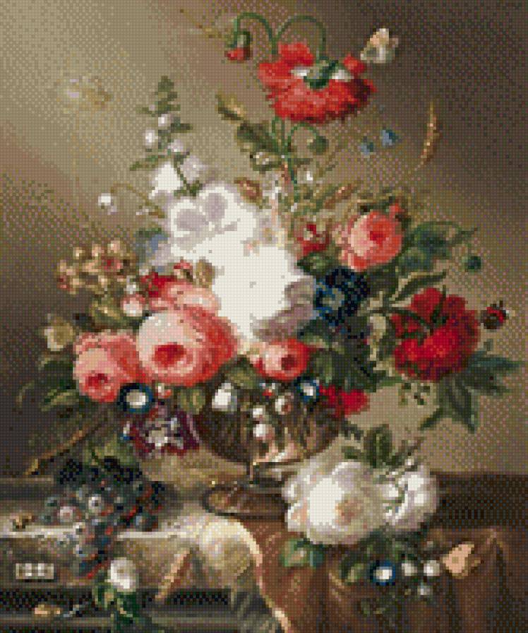 №553445 - цветы, бабочки, букет - предпросмотр