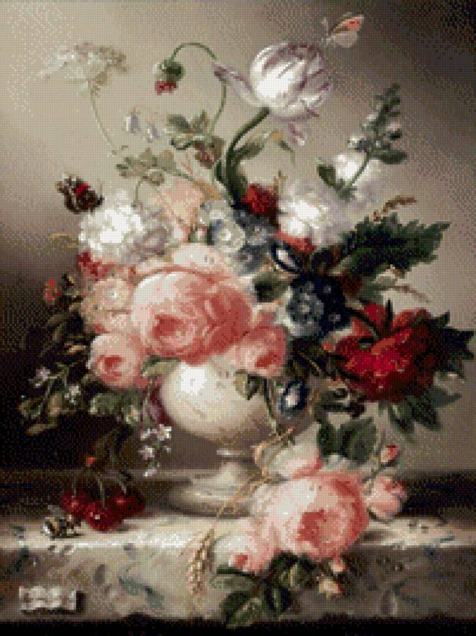 №553462 - бабочки, букет, цветы - предпросмотр