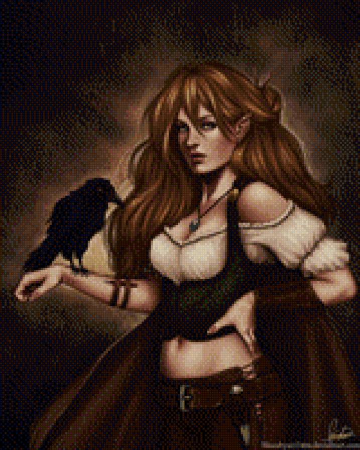 Девушка с вороном - предпросмотр