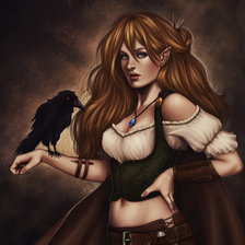 Схема вышивки «Девушка с вороном»