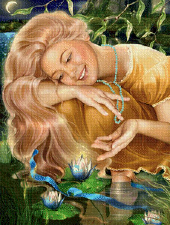 Волшебные кувшинки - красавица, девушка, фэнтези - предпросмотр