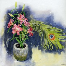 Схема вышивки «Натюрморт с пером»