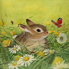 Схема вышивки «Зайчонок в траве»