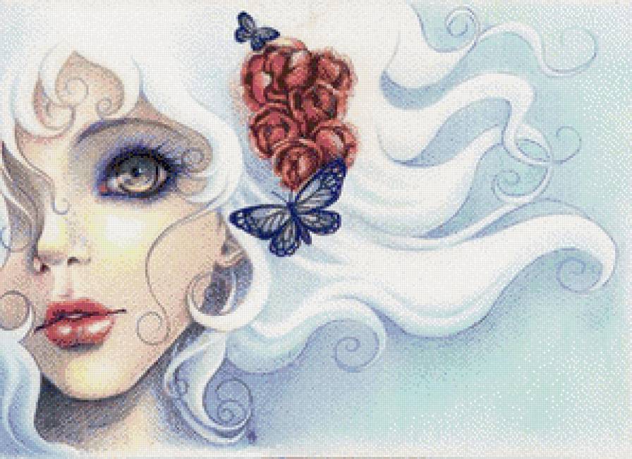 Девушка с бабочками - фэнтези, красавица, девушка - предпросмотр