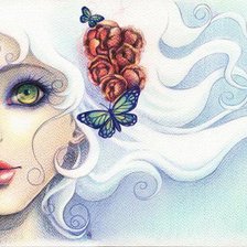 Схема вышивки «Девушка с бабочками»