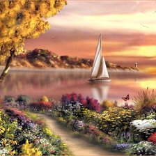 Схема вышивки «Парусник»