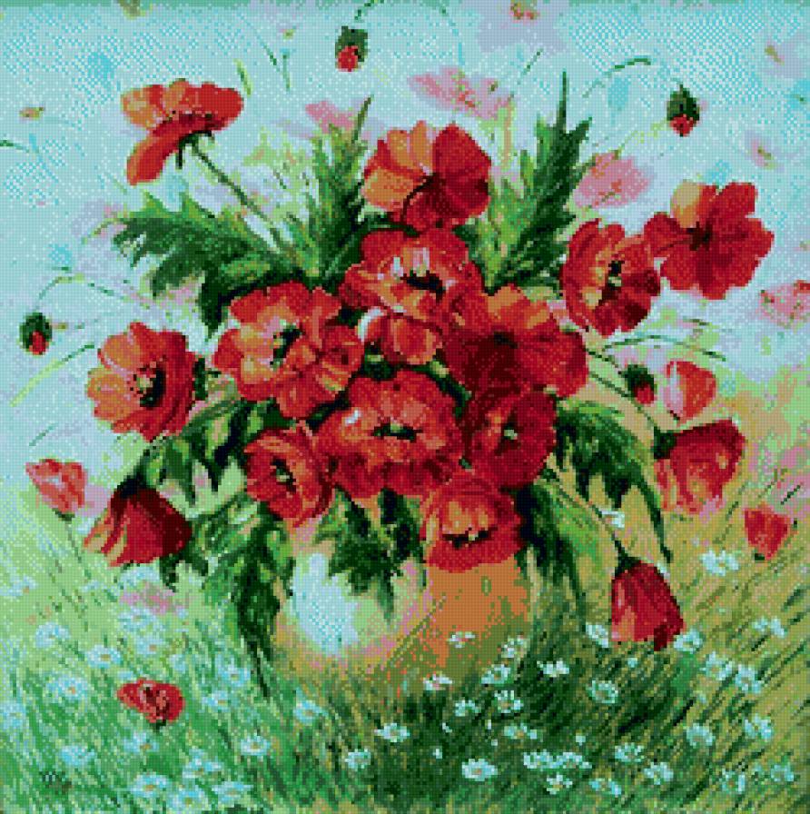 букет маков - букеты, картина, цветы - предпросмотр
