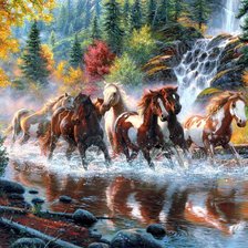 Схема вышивки «Кони»